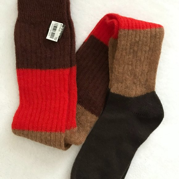 Mohair Over the Knee Colorblock Socks, Women Size O - Picture 1 of 8